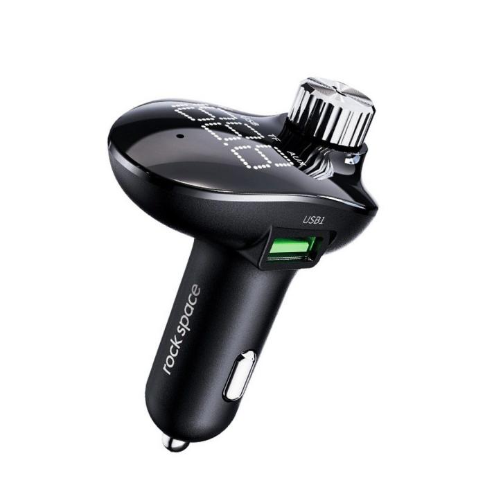 UTGATT5 - Rock B302 2-Port Usb Car Charger + Transmiter Fm - Svart
