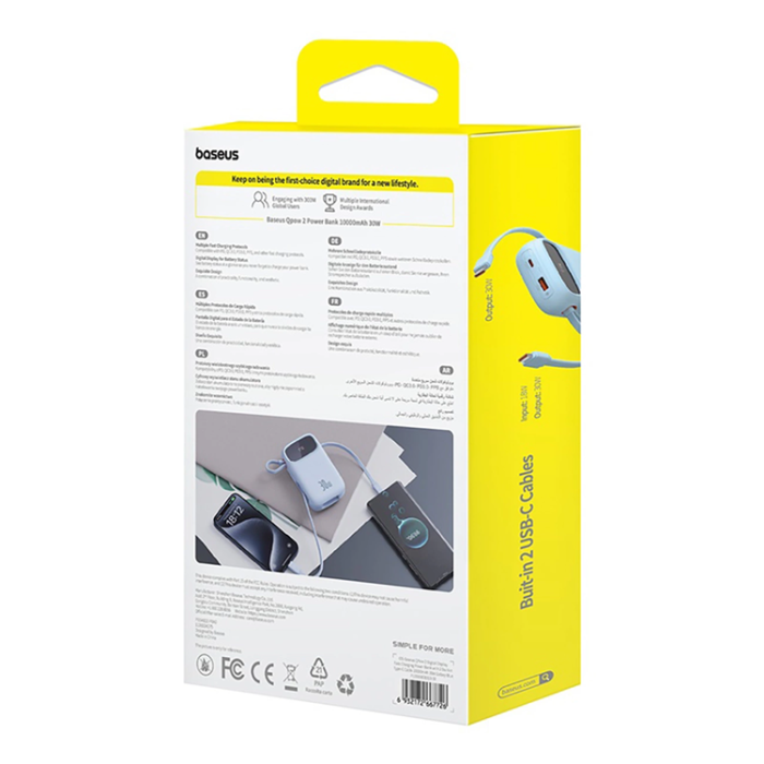 BASEUS - Baseus Powerbank 10000 mAh 30W USB-C QPow 2 - Blå