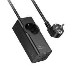Hoco - Hoco Förlängningssladd 67W 1 uttag 3xTyp-C 1xUSB-A PD QC3.0 3A 2m - Svart