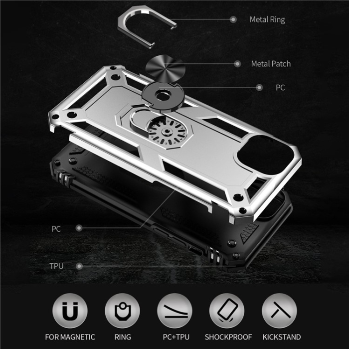 A-One Brand - iPhone 15 Mobilskal med Kickstand - Silver