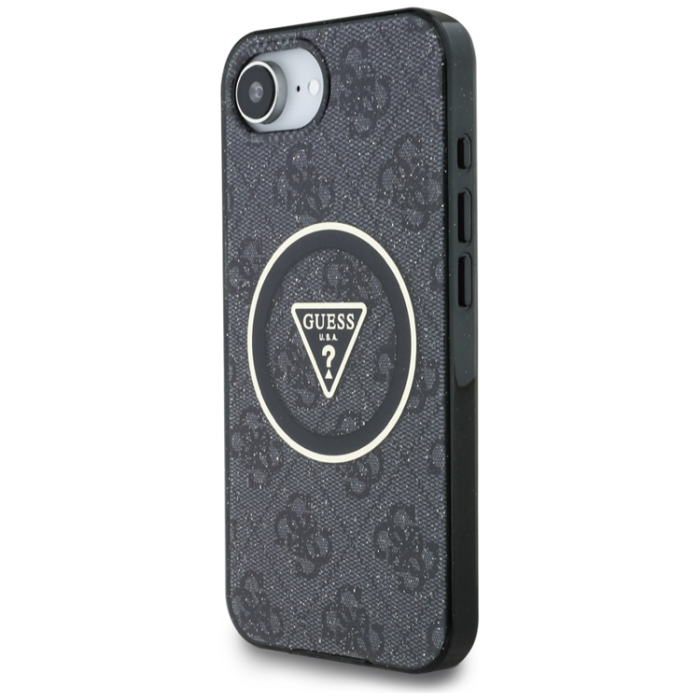 Guess - Guess iPhone 16e Mobilskal Magsafe Metal Glitter - Svart