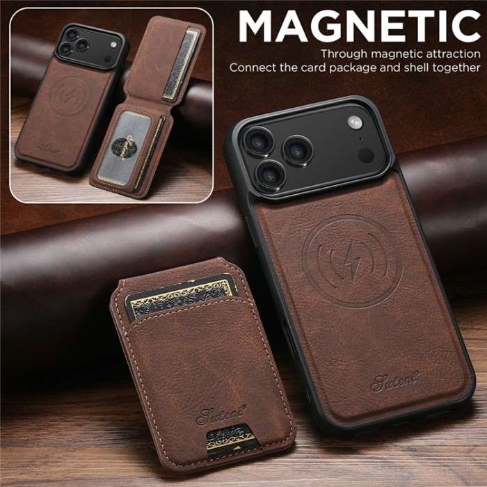 SUTENI - SUTENI iPhone 17 Pro Mobilskal MagSafe Kickstand H16 - Brun