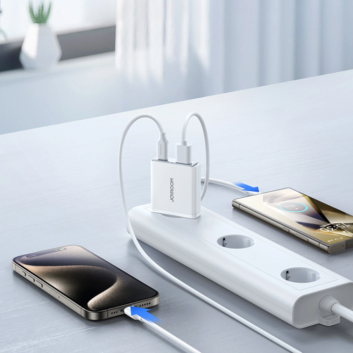 Joyroom - Joyroom Snabbladdare 20W USB-A - USB-C Super Slim - Vit