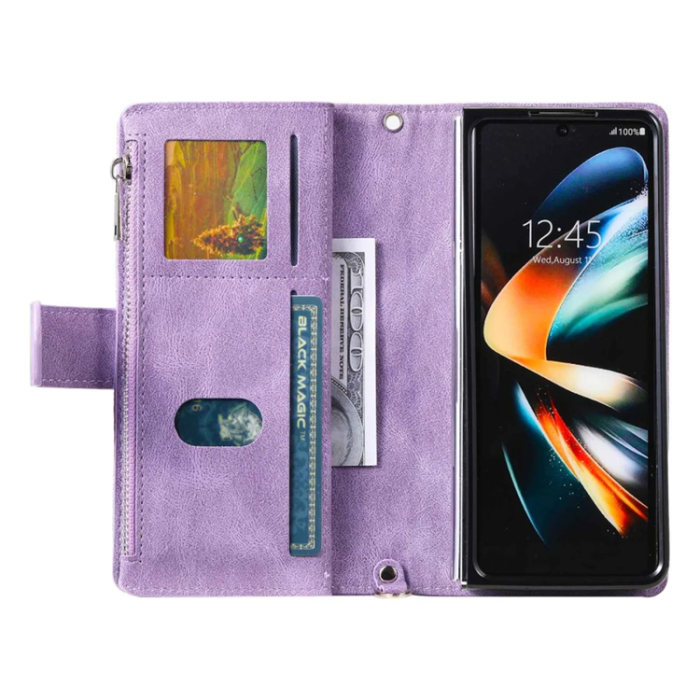 A-One Brand - Galaxy Z Fold 4 Plånboksfodral Rhombus Grid - Lila