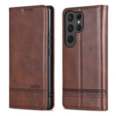 OEM - AZNS Samsung Galaxy S26 Ultra Pl&aring;nboksfodral Konstl&auml;der - Brun