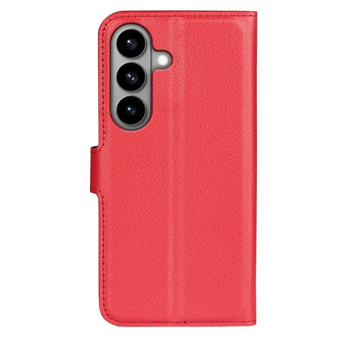 OEM - Litchi Samsung Galaxy S26 Plånboksfodral Konstläder Stötskydd - Röd