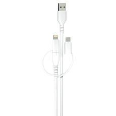 QUALO - QUALO 3in1 USB-C till USB-A ,Lightning, microUSB Kabel 1.5m 3A