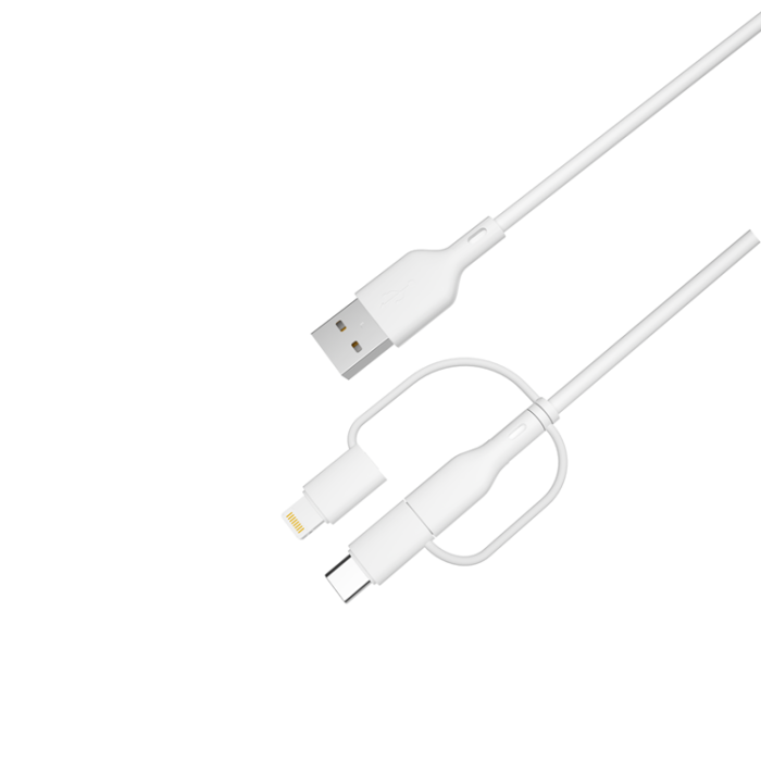 QUALO - QUALO 3in1 USB-C till USB-A ,Lightning, microUSB Kabel 1.5m 3A