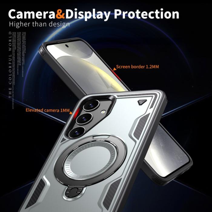 N/A - Mobilskal till Samsung Galaxy S25/S24 Plast Militärskydd Kickstand - Grå