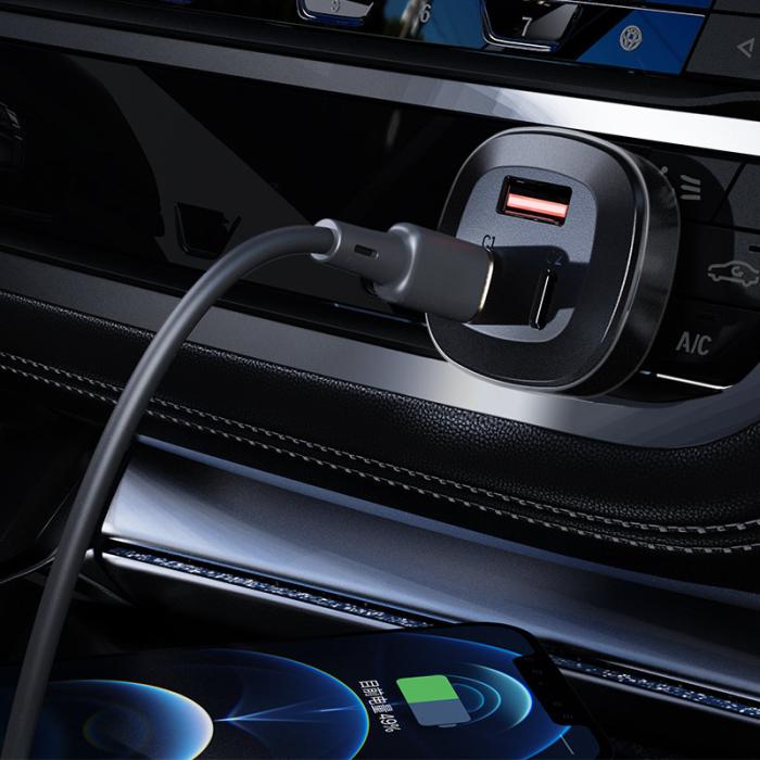 Acefast - Acefast Billaddare 66W 2x USB-C Till USB - Svart