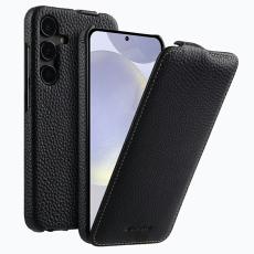 Melkco - MELKCO Mobilskal till Galaxy S25 Plus Vertikalt Flip &Auml;kta L&auml;der + PC Svart