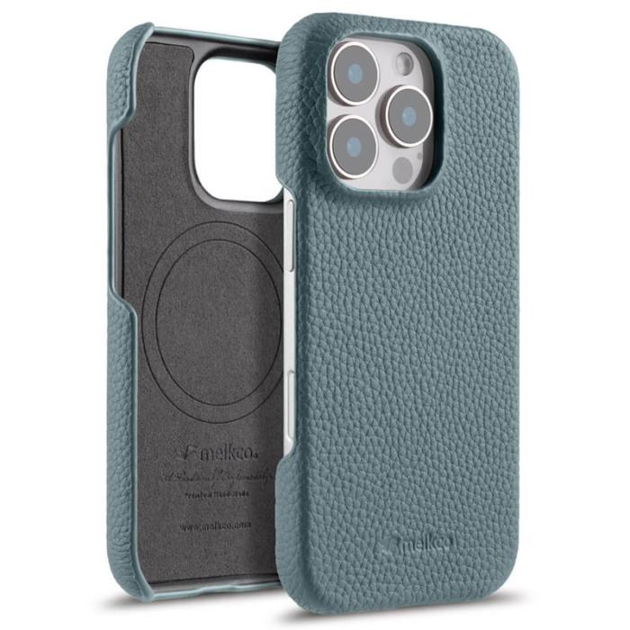 Melkco - MELKCO Mobilskal till iPhone 16 Pro Max Äkta Läder PC Blå
