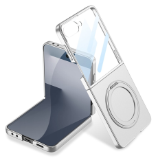 GKK - Galaxy Z Flip 7 Mobilskal Kickstativ Med Härdat glas - Silver