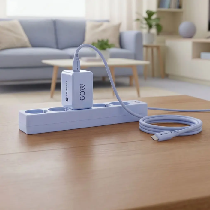 Forcell - Forcell Snabbladdare 60W Med Kabel USB-C F-Energy GaN III Crystal