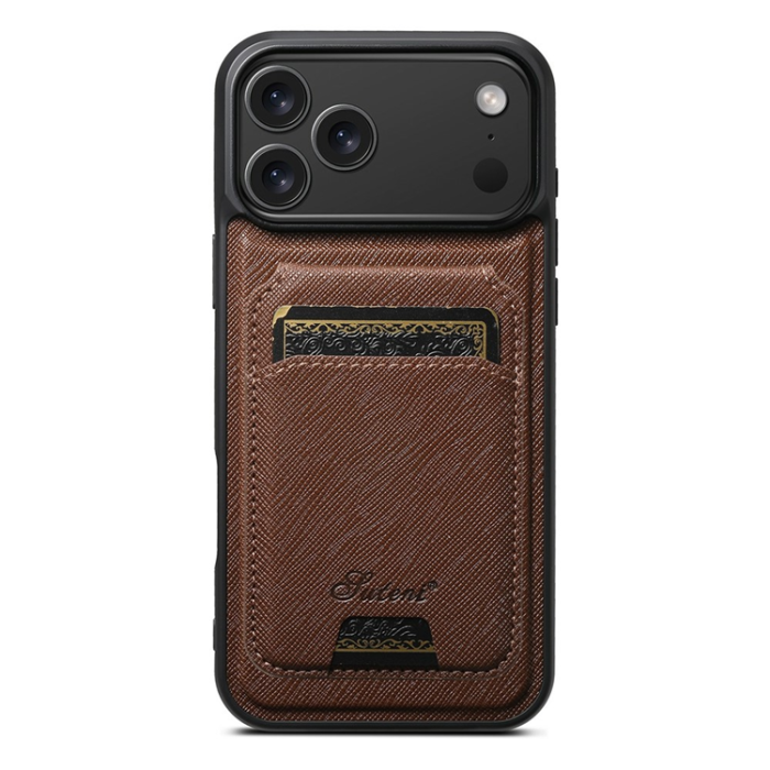 SUTENI - SUTENI iPhone 17 Pro Mobilskal MagSafe Cross Texture H18 - Brun