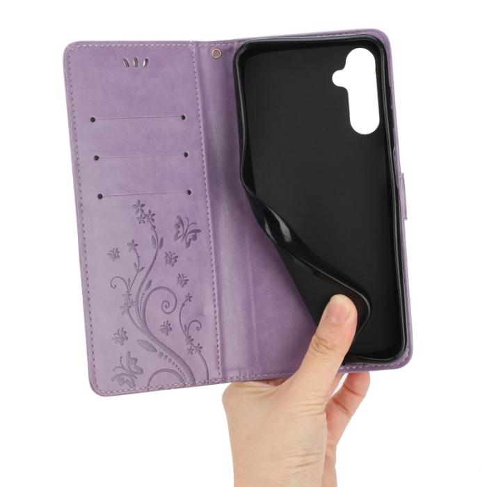 OEM - Samsung Galaxy S26+ Plånboksfodral Konstläder Fjäril Blomma - Lila