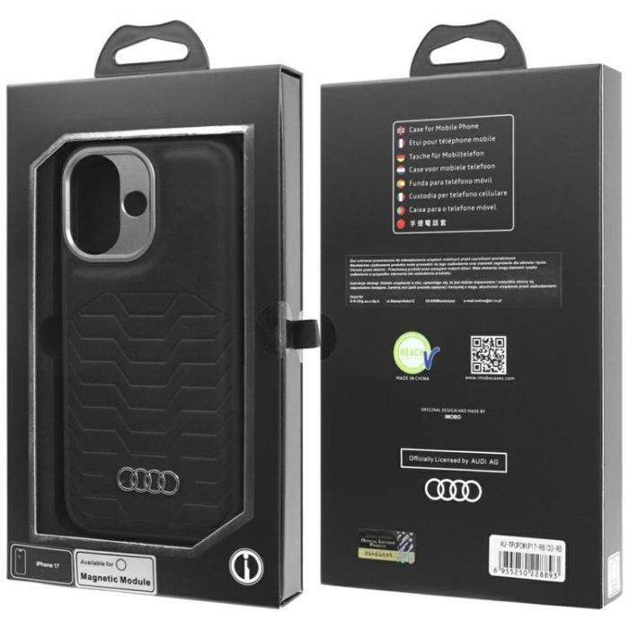 Audi - Audi iPhone 17 Mobilskal MagSafe GT Syntetiskt Läder - Svart