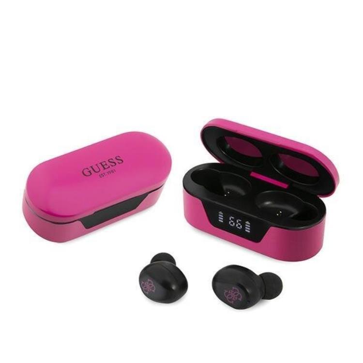 Guess TWS Bluetooth 5.0 Hörlurar + Dockningsstation - Magenta | 505771 | AlltMobil