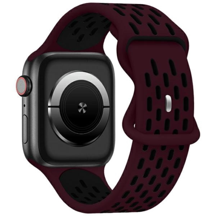 Beline - Beline Apple Watch (38/40/41mm) Armband Sport Silikon - Röd/Svart