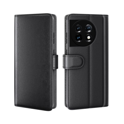 OnePlus 12 5G Plånboksfodral Äkta Läder - Svart
