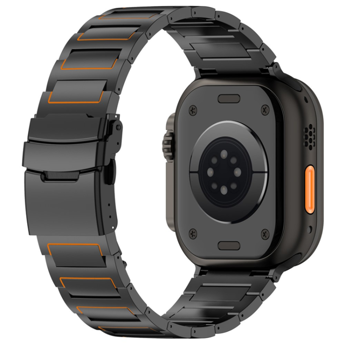 A-One Brand - Apple Watch (42/44/45/46/49mm) Armband Titanium Alloy - Svart/Orange