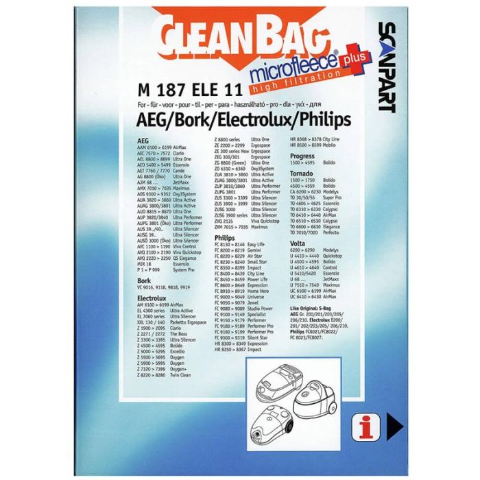 CLEANBAG - CLEANBAG Microfleece+ Dammsugarpåse S-Bag Electrolux/Philips 4+1