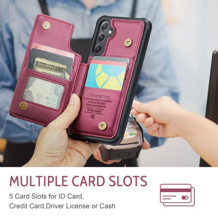 Caseme - CaseMe Mobilfodral för Samsung Galaxy S26 Plus Konstläder RFID 5 kort - Röd