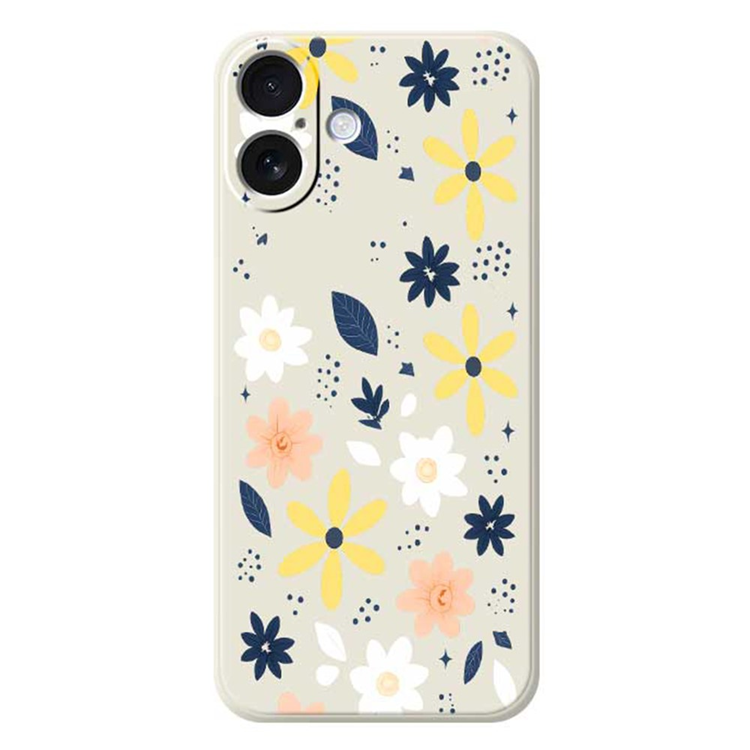 iPhone 17 Mobilskal Colorful Floral Blue Leaves TPU - Beige | 2353 | AlltMobil