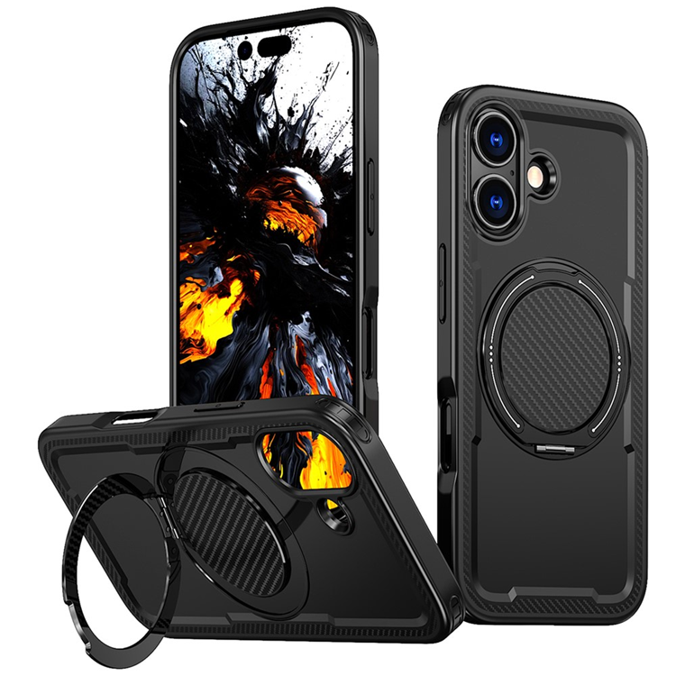 iPhone 17 Mobilskal MagSafe TPU+PC Kickstand - Svart | 2353 | AlltMobil