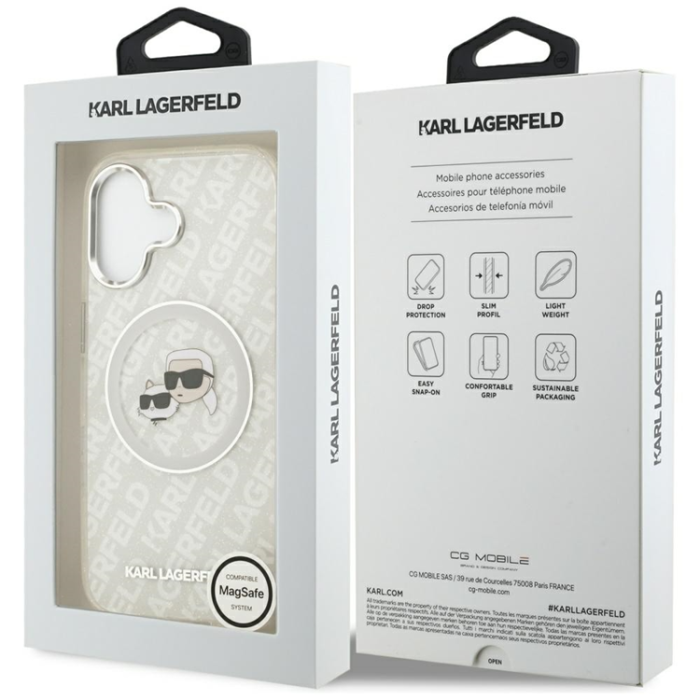 KARL LAGERFELD - Karl Lagerfeld iPhone 17 Mobilskal Magsafe Glitter Karl Och Choupette Heads