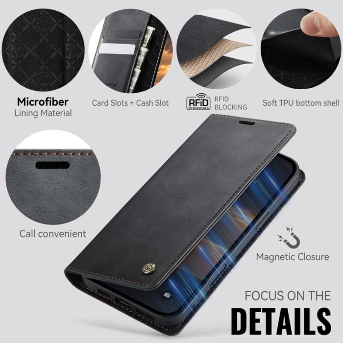 Caseme - CASEME 033 iPhone 16 Pro Fodral RFID-Skydd Konstläder Svart