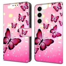OEM - Samsung Galaxy S26 Plus Pl&aring;nboksfodral St&auml;llning Konstl&auml;der - Rosa Fj&auml;ril