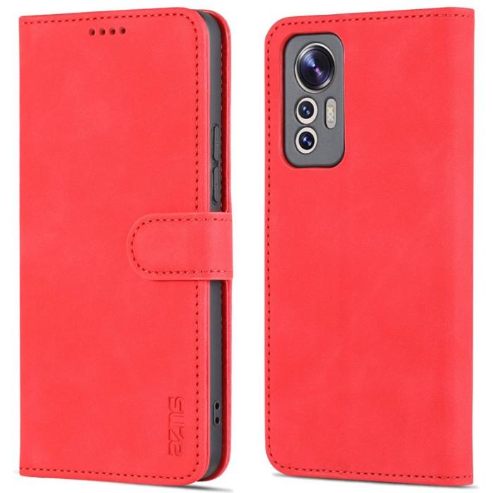 AZNS - AZNS Xiaomi 12 Lite 5G Plånboksfodral Konstläder - Röd