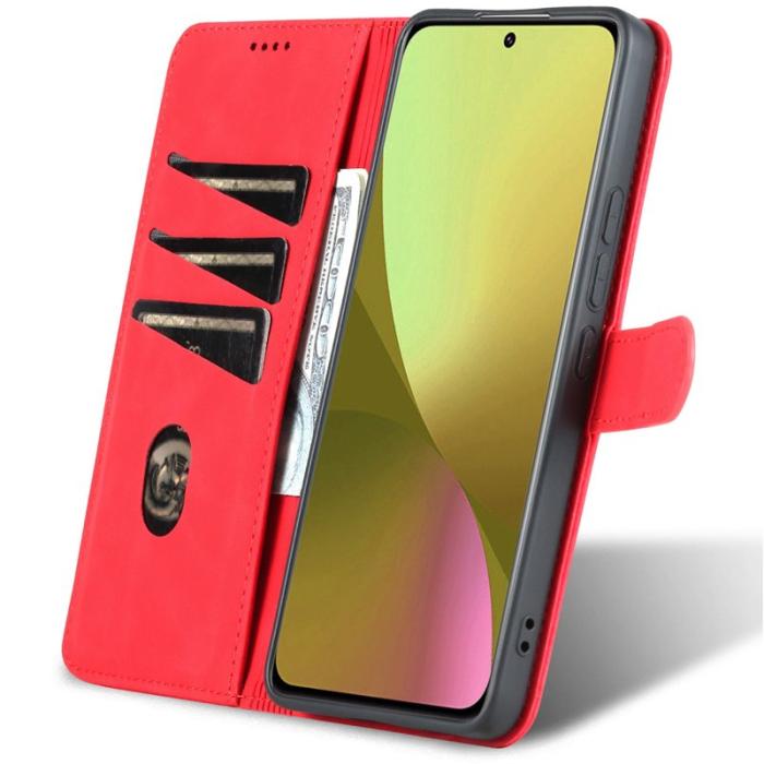 AZNS - AZNS Xiaomi 12 Lite 5G Plånboksfodral Konstläder - Röd