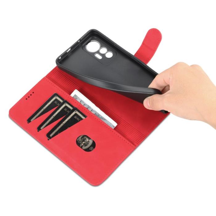 AZNS - AZNS Xiaomi 12 Lite 5G Plånboksfodral Konstläder - Röd