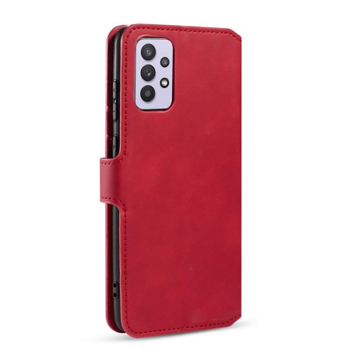 DG.MING - DG.MING Retro Style Plånboksfodral Konstläder för Samsung Galaxy A32 5G - Röd