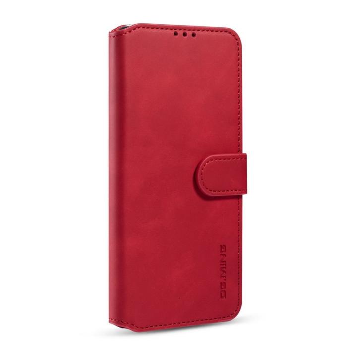 DG.MING - DG.MING Retro Style Plånboksfodral Konstläder för Samsung Galaxy A32 5G - Röd