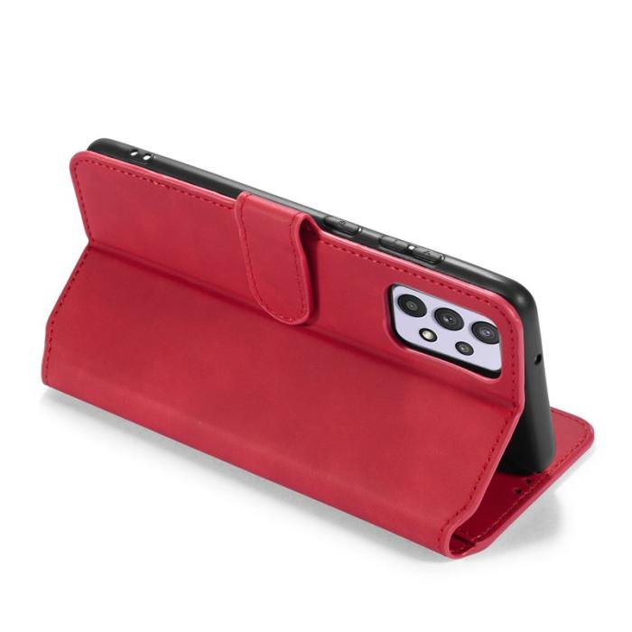 DG.MING - DG.MING Retro Style Plånboksfodral Konstläder för Samsung Galaxy A32 5G - Röd