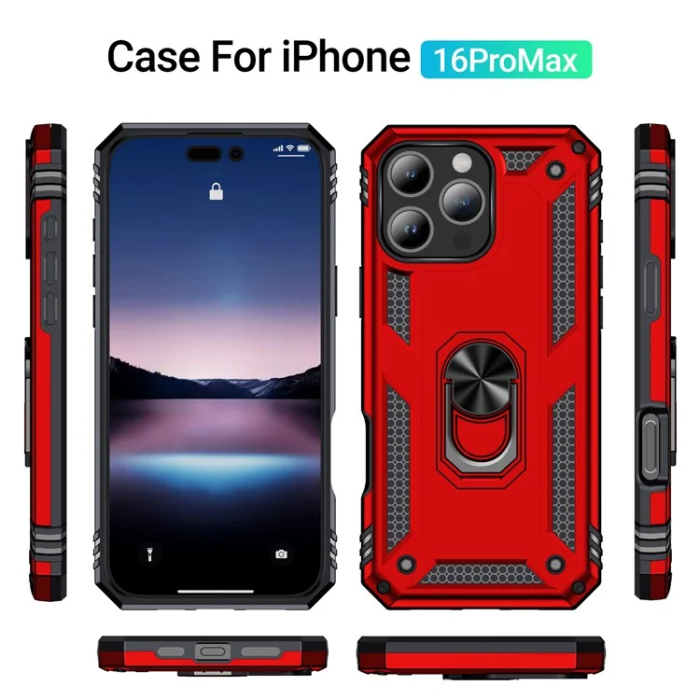 A-One Brand - iPhone 16 Pro Max Mobilskal Anti-drop med Kickstand - Röd