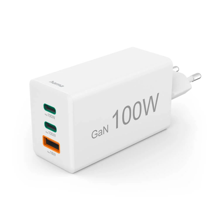 Hama - Hama Snabbladdare 100W 2xUSB-C 1xUSB-A GaN - Vit