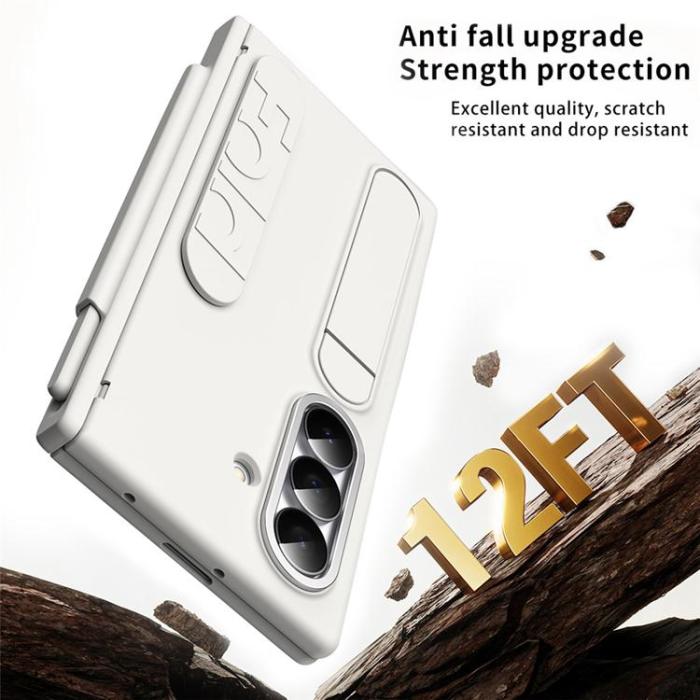 A-One Brand - Mobilskal För Galaxy Z Fold 8 Kortfack Kickstand med Skärmskydd - Vit