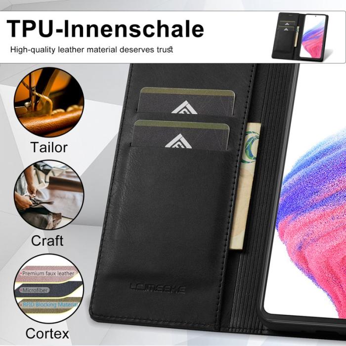 LC.imeeke - LC.IMEEKE Samsung Galaxy S23 FE Plånboksfodral Konstläder - Svart