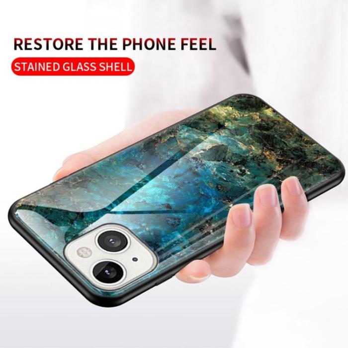 OEM - Anti-Scratch Härdat Glas Skärmskydd Skal iPhone 13 - Vit Marble