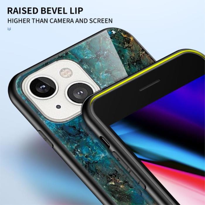 OEM - Anti-Scratch Härdat Glas Skärmskydd Skal iPhone 13 - Vit Marble