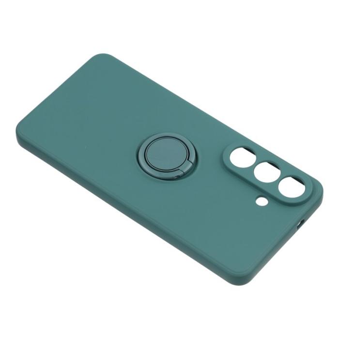 OEM - Mobilskal för Samsung Galaxy S26 Plus Silikon med Ring Kickstand - Mörkgrön