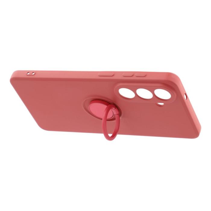 OEM - Mobilskal för Samsung Galaxy S26 Plus Silikon med Ring Kickstand - Röd