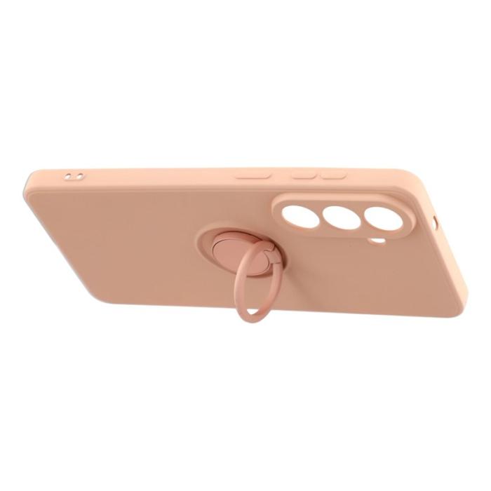OEM - Mobilskal för Samsung Galaxy S26 Plus Silikon med Ring Kickstand - Rosa