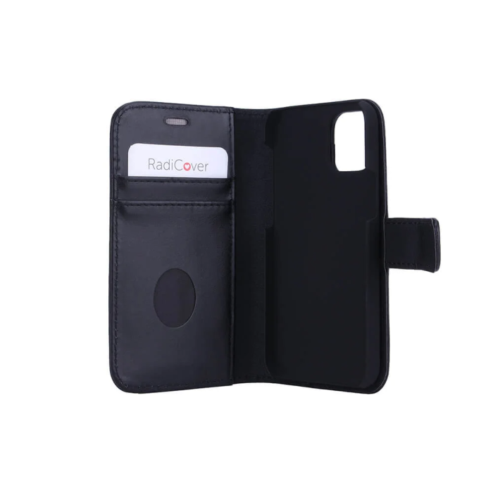 Radicover - RADICOVER iPhone 12 Mini Plånboksfodral Strålningsskydd läder - Svart