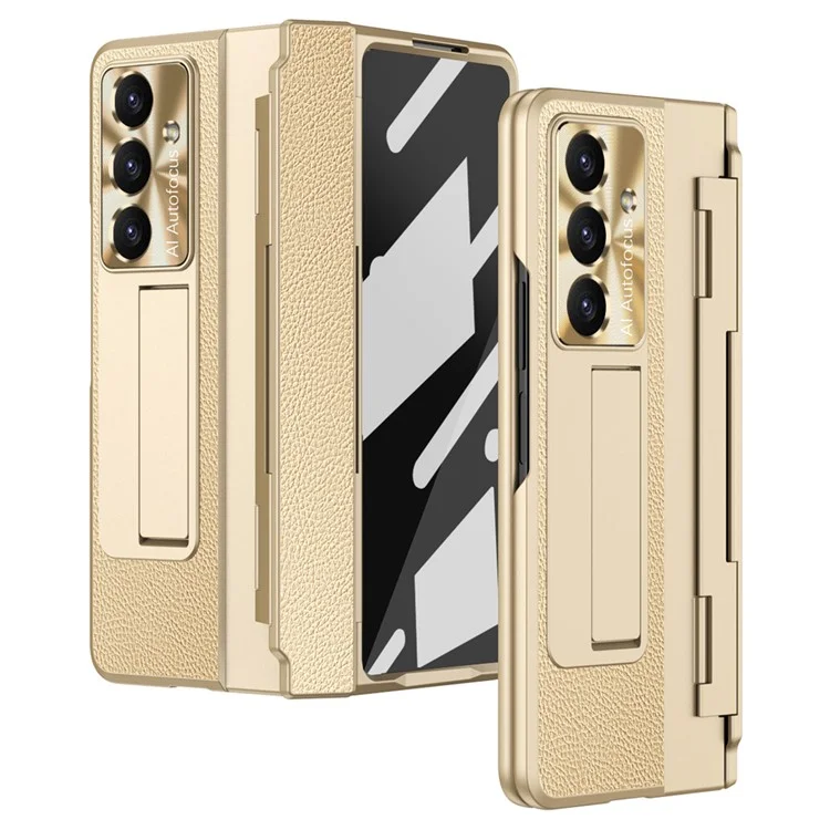 Galaxy Z Fold7 5G Mobilskal läder + PC Kickstand - Guld | 2353 | AlltMobil