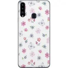 Gustaf - Mobilskal till Samsung Galaxy A20s med Blommor och fj&auml;rillar